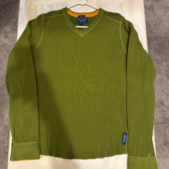 Abercrombie & Fitch V-Neck Sweater Green Vintage - Large (L) - Picture 1 of 4